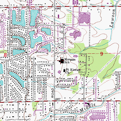 Topographic Map of Morgan School, MI