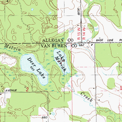 Topographic Map of Lake Moriah, MI
