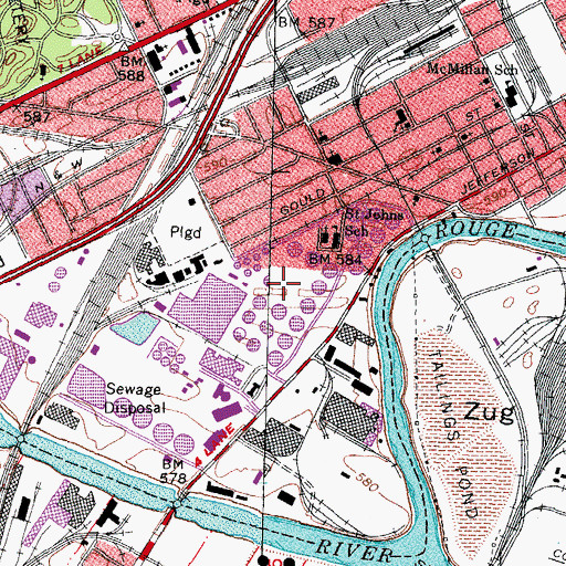 Topographic Map of Morley School, MI