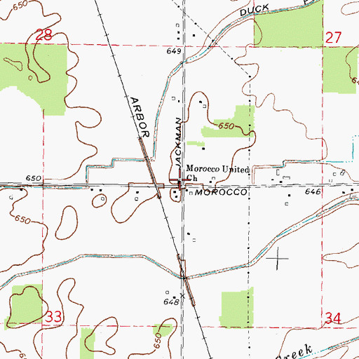 Topographic Map of Morocco United Church, MI