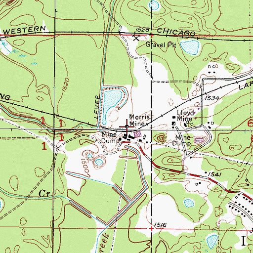 Topographic Map of Morris Mine, MI
