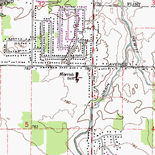 Topographic Map of Morrish School, MI