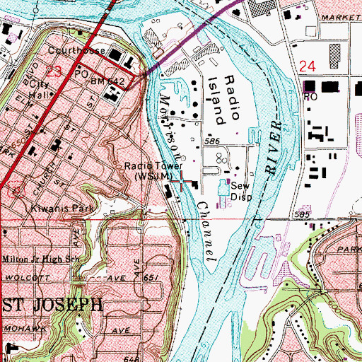 Topographic Map of Morrison Channel, MI