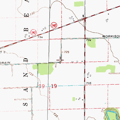 Topographic Map of Morrison Drain, MI