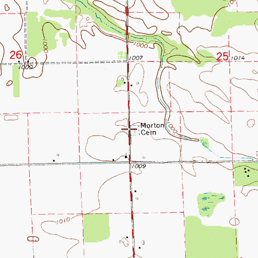 Topographic Map of Morton Cemetery, MI