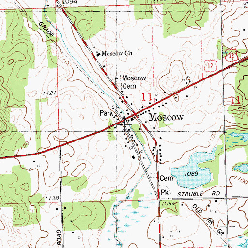 Topographic Map of Moscow, MI