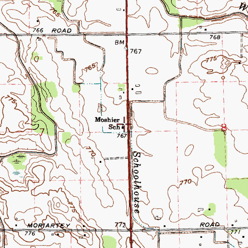 Topographic Map of Moshier School, MI