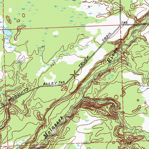 Topographic Map of Mosquito Alley Truck Trail, MI