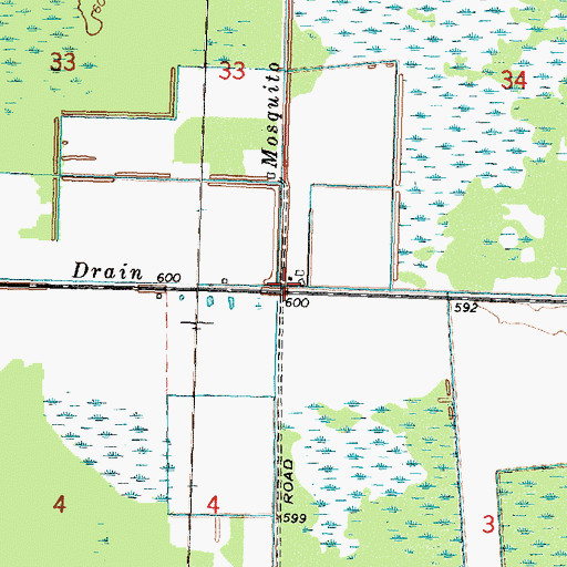Topographic Map of Mosquito Drain, MI