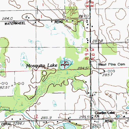 Topographic Map of Mosquito Lake, MI