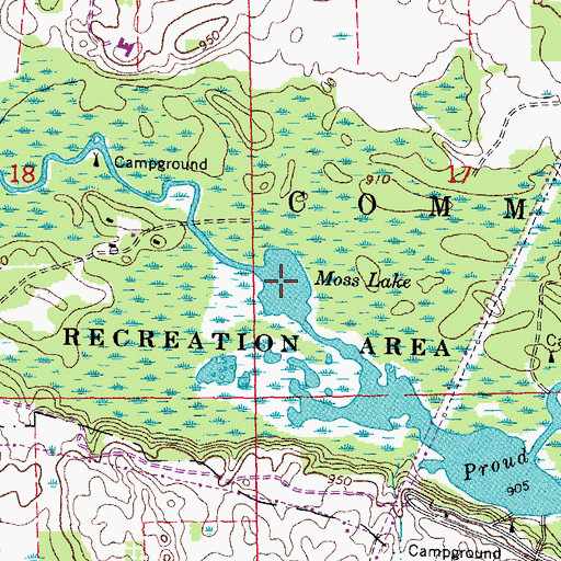 Topographic Map of Moss Lake, MI