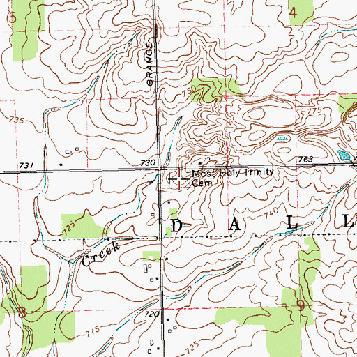 Topographic Map of Most Holy Trinity Cemetery, MI