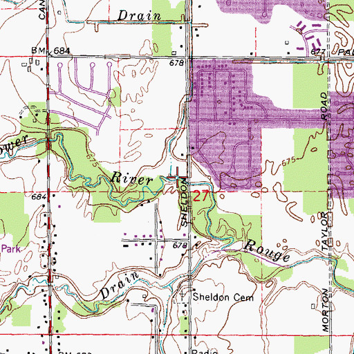 Topographic Map of Mott Drain, MI