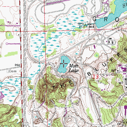 Topographic Map of Mott Lake, MI