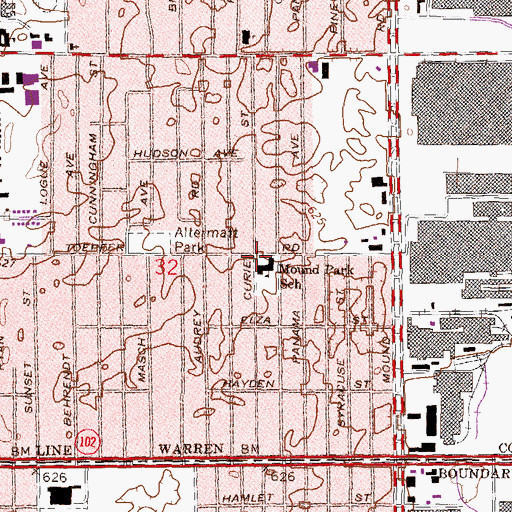 Topographic Map of Mound Park School, MI