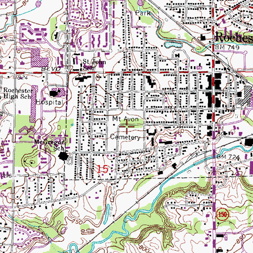 Topographic Map of Mount Avon Cemetery, MI