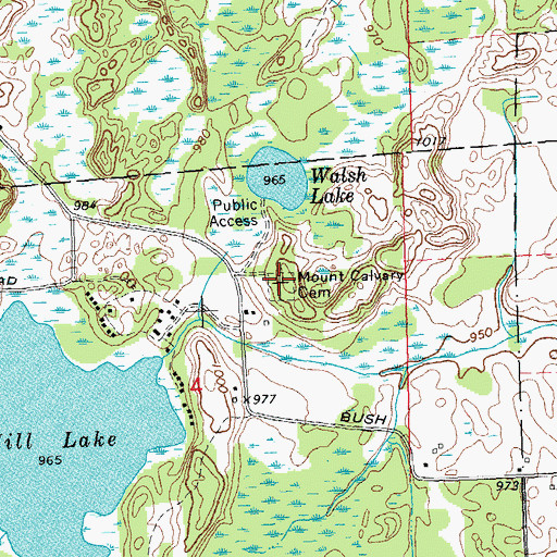 Topographic Map of Mount Calvary Cemetery, MI