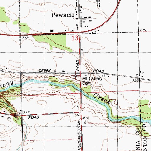 Topographic Map of Mount Calvary Cemetery, MI