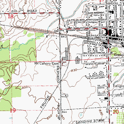 Topographic Map of Mount Calvary Cemetery, MI