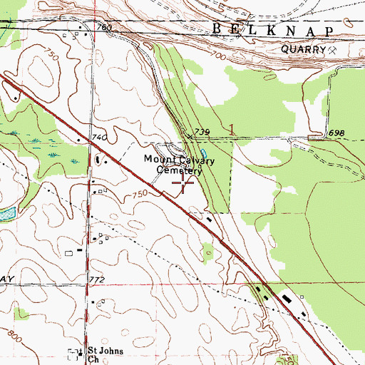 Topographic Map of Mount Calvary Cemetery, MI