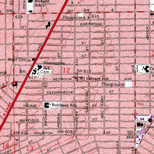 Topographic Map of Mount Calvary School, MI