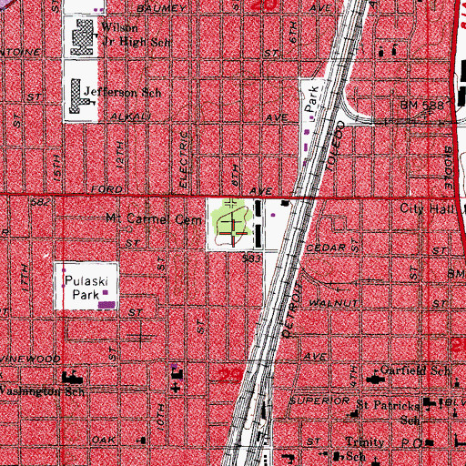 Topographic Map of Mount Carmel Cemetery, MI