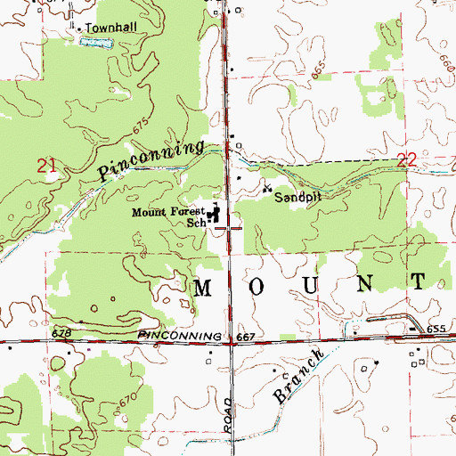 Topographic Map of Mount Forest School, MI