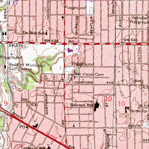 Topographic Map of Mount Hazel Cemetery, MI