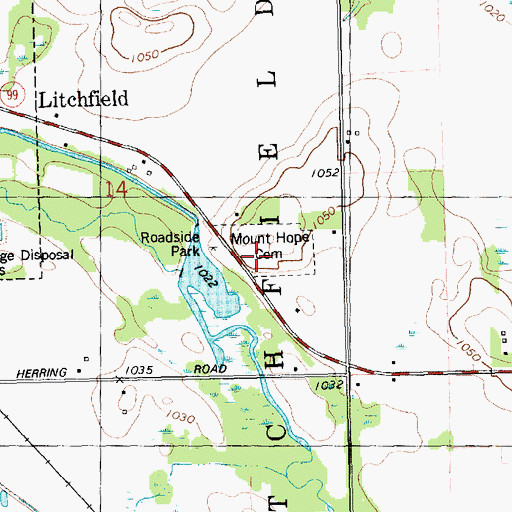 Topographic Map of Mount Hope Cemetery, MI