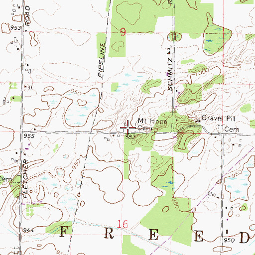 Topographic Map of Mount Hope Cemetery, MI