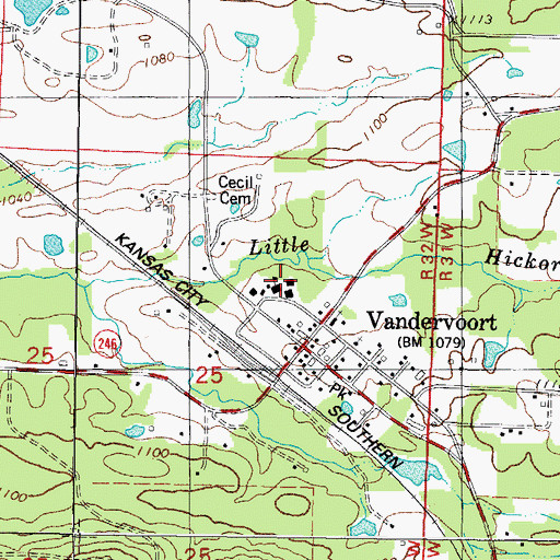 Topographic Map of Van-Cove Elementary School, AR