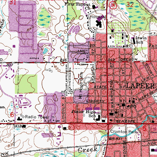 Topographic Map of Mount Hope Cemetery, MI