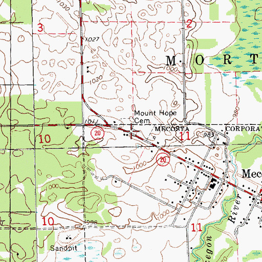 Topographic Map of Mount Hope Cemetery, MI