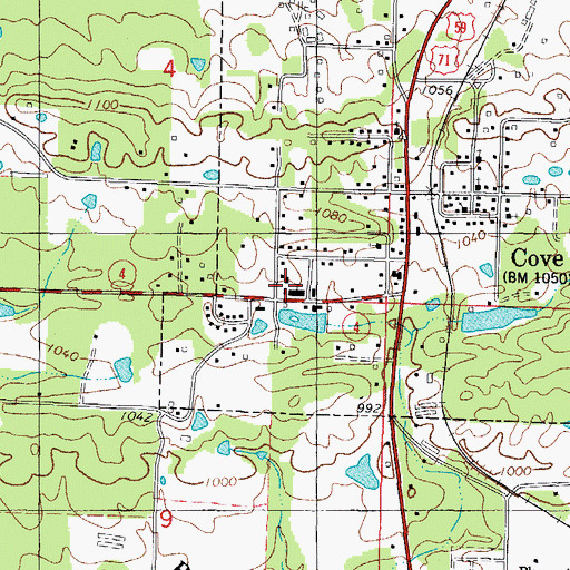 Topographic Map of Van-Cove High School, AR