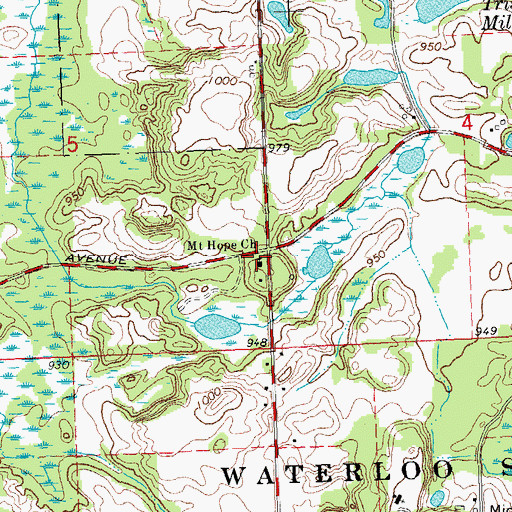 Topographic Map of Mount Hope Church, MI