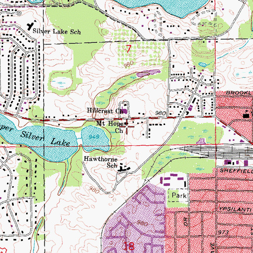 Topographic Map of Mount Hope Church, MI