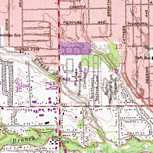 Topographic Map of Mount Hope Memorial Garden, MI