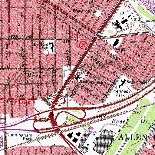 Topographic Map of Mount Hope School, MI