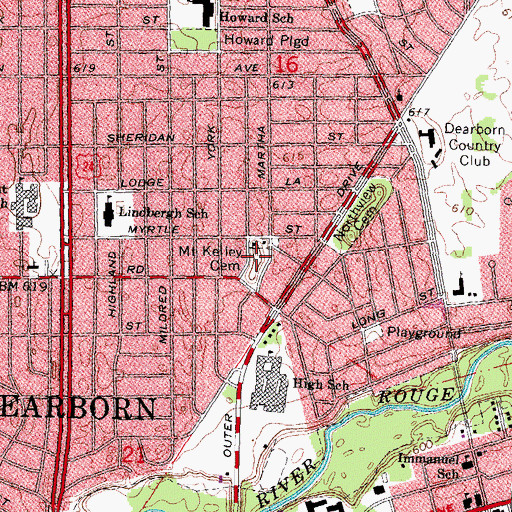 Topographic Map of Mount Kelley Cemetery, MI