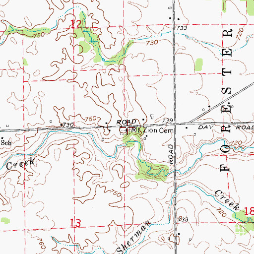 Topographic Map of Mount Zion Cemetery, MI
