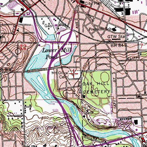 Topographic Map of Mount Olivet Cemetery, MI