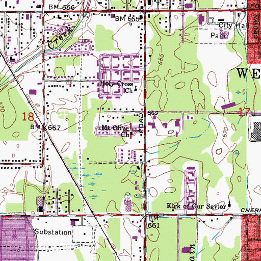 Topographic Map of Mount Olive Church, MI