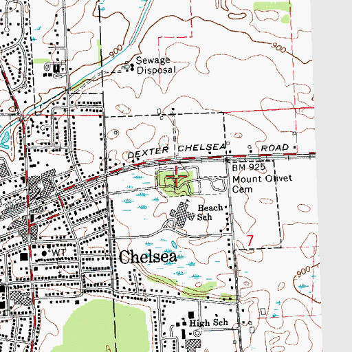 Topographic Map of Mount Olivet Cemetery, MI