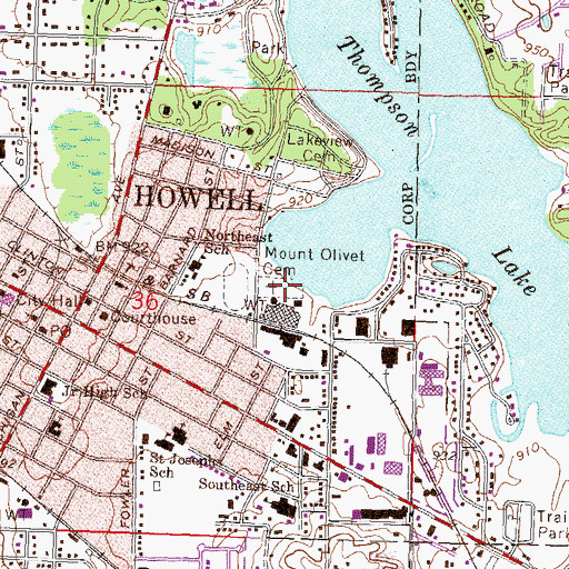Topographic Map of Mount Olivet Cemetery, MI