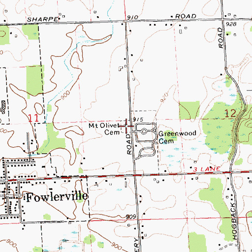 Topographic Map of Mount Olivet Cemetery, MI