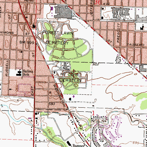 Topographic Map of Mount Olivet Cemetery, MI