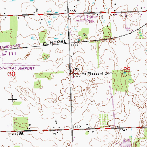 Topographic Map of Mount Pleasant Cemetery, MI