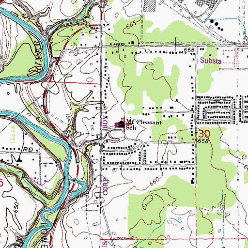 Topographic Map of Mount Pleasant School, MI