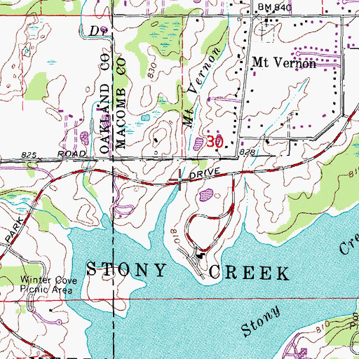 Topographic Map of Mount Vernon Drain, MI