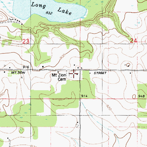 Topographic Map of Mount Zion Church, MI